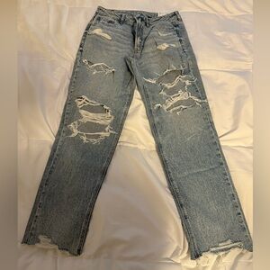 American Eagle Outfitters Distressed Light Blue High Rise Jeans